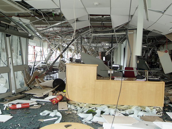 destroyed office